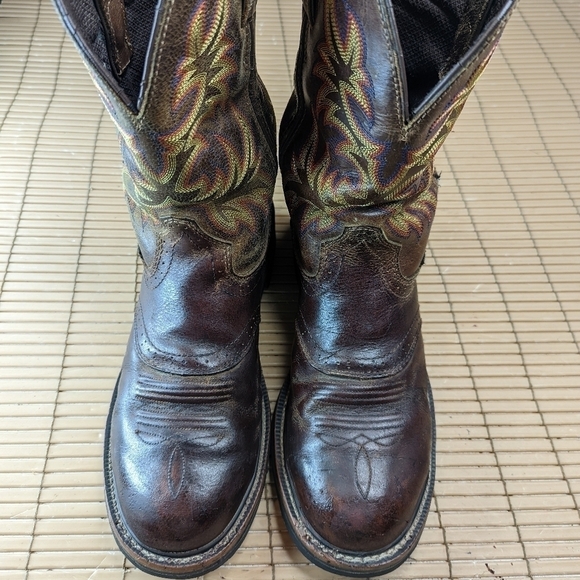 Justin Boots "Stampede"  steel toe. Brown Buffalo leather. Waterproof. Work boot - Picture 3 of 11